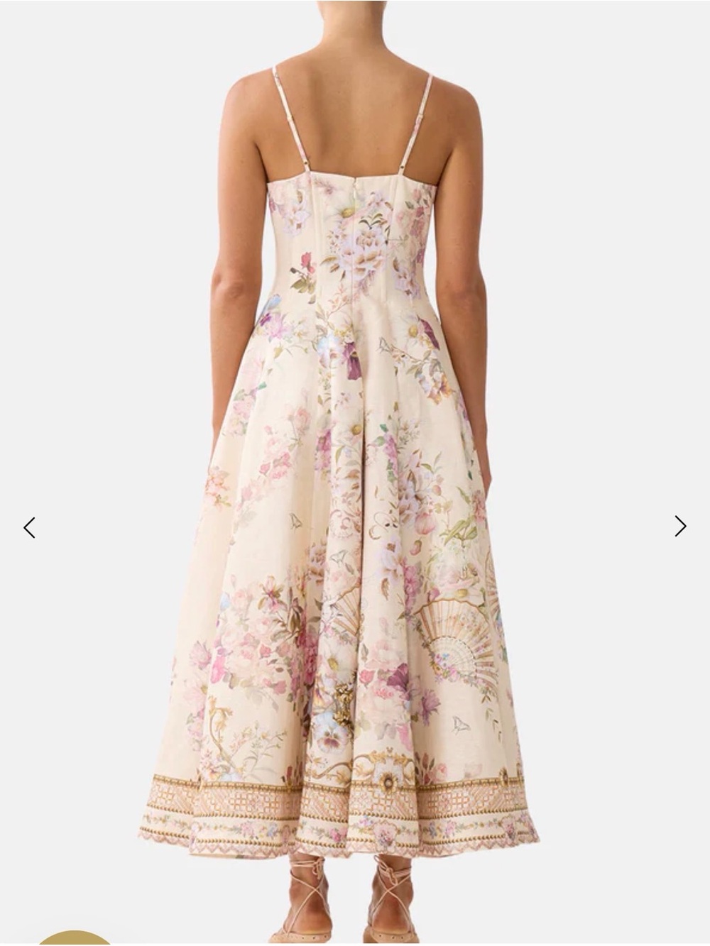Floral Cream Midi Sundress with Delicate Print - Picture 3 of 12